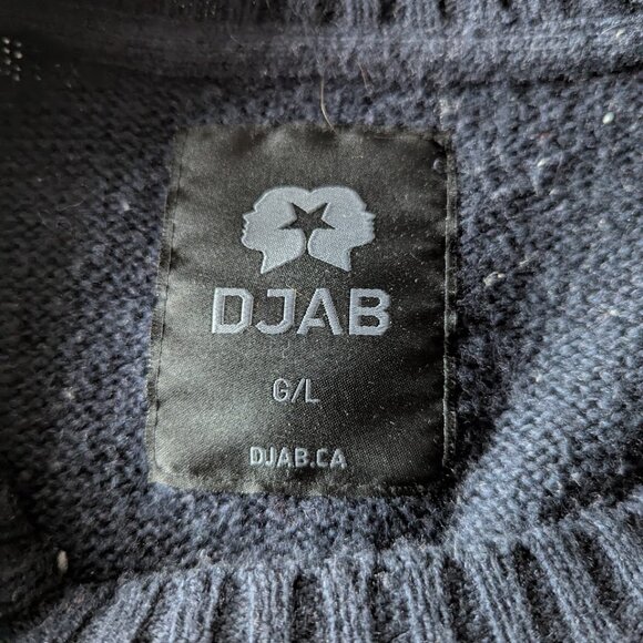 DJAB Navy Blue Striped Sweater w/ Pink Accent – Size L - Picture 2 of 6